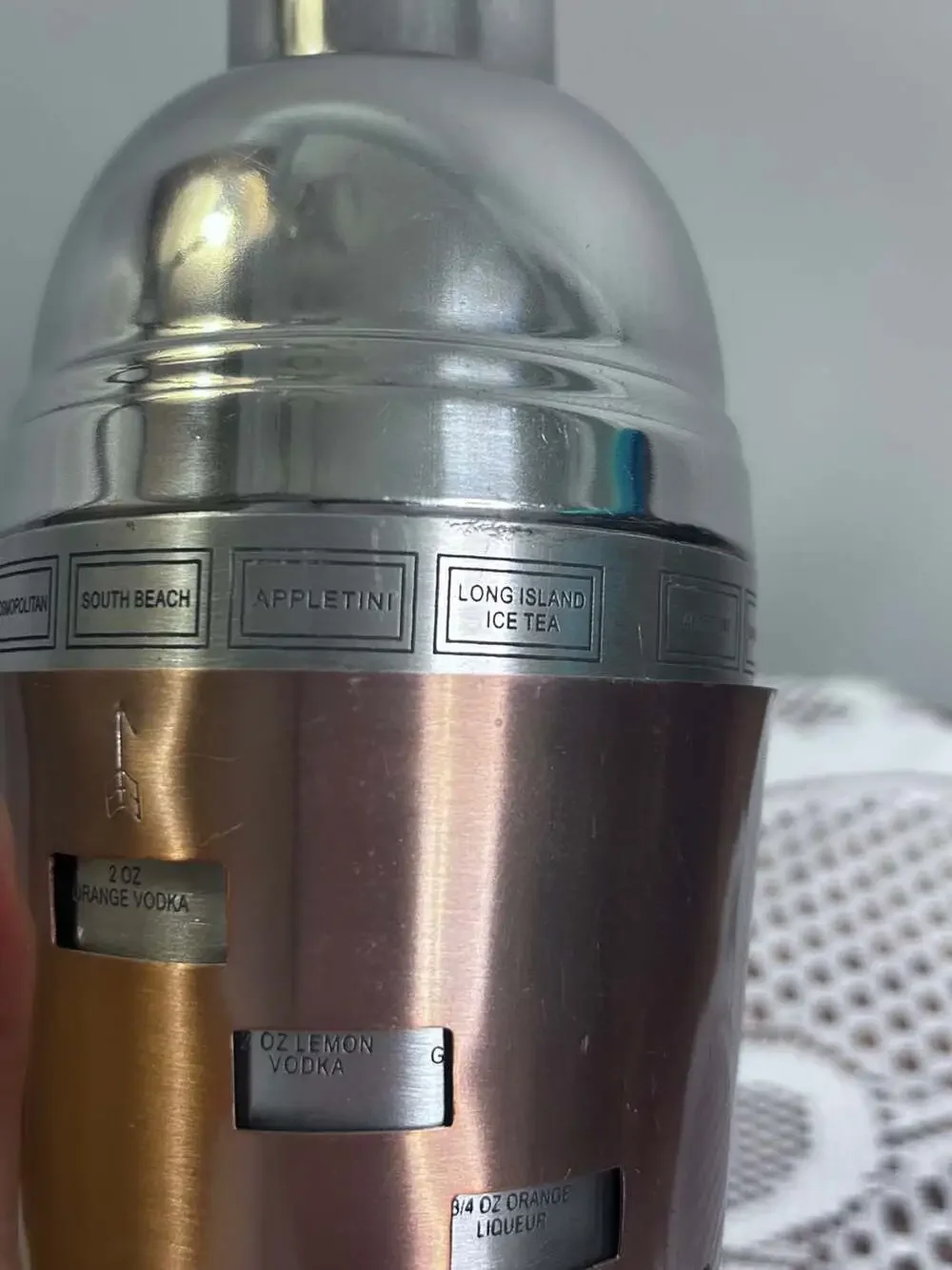 Dial-A-Drink Copper Cocktail Shaker Stainless Steel Recipe Shaker